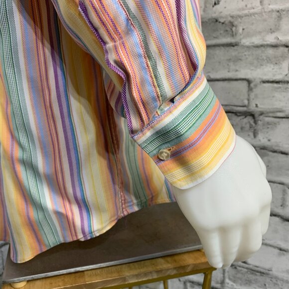 Jack Lipson Signature Striped Multicolor Casual Long Sleeve Shirt - Picture 4 of 11